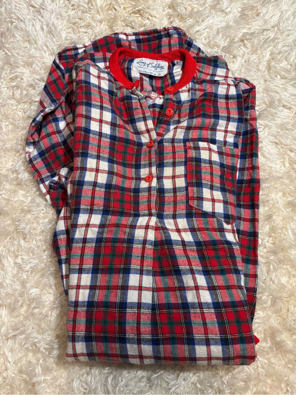 VTG Lanz of Salzburg Long Red Plaid Flannel Nightgown